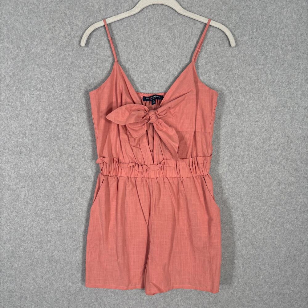 One Clothing Romper Small Coral Bow Tie Pockets Spaghetti Straps Resort Cruise - Picture 1 of 8